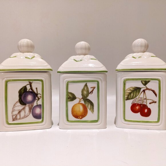 🍐 Vintage Villeroy & Boch Cascara Charm Lidded Jars – Set of 3 - Picture 1 of 8